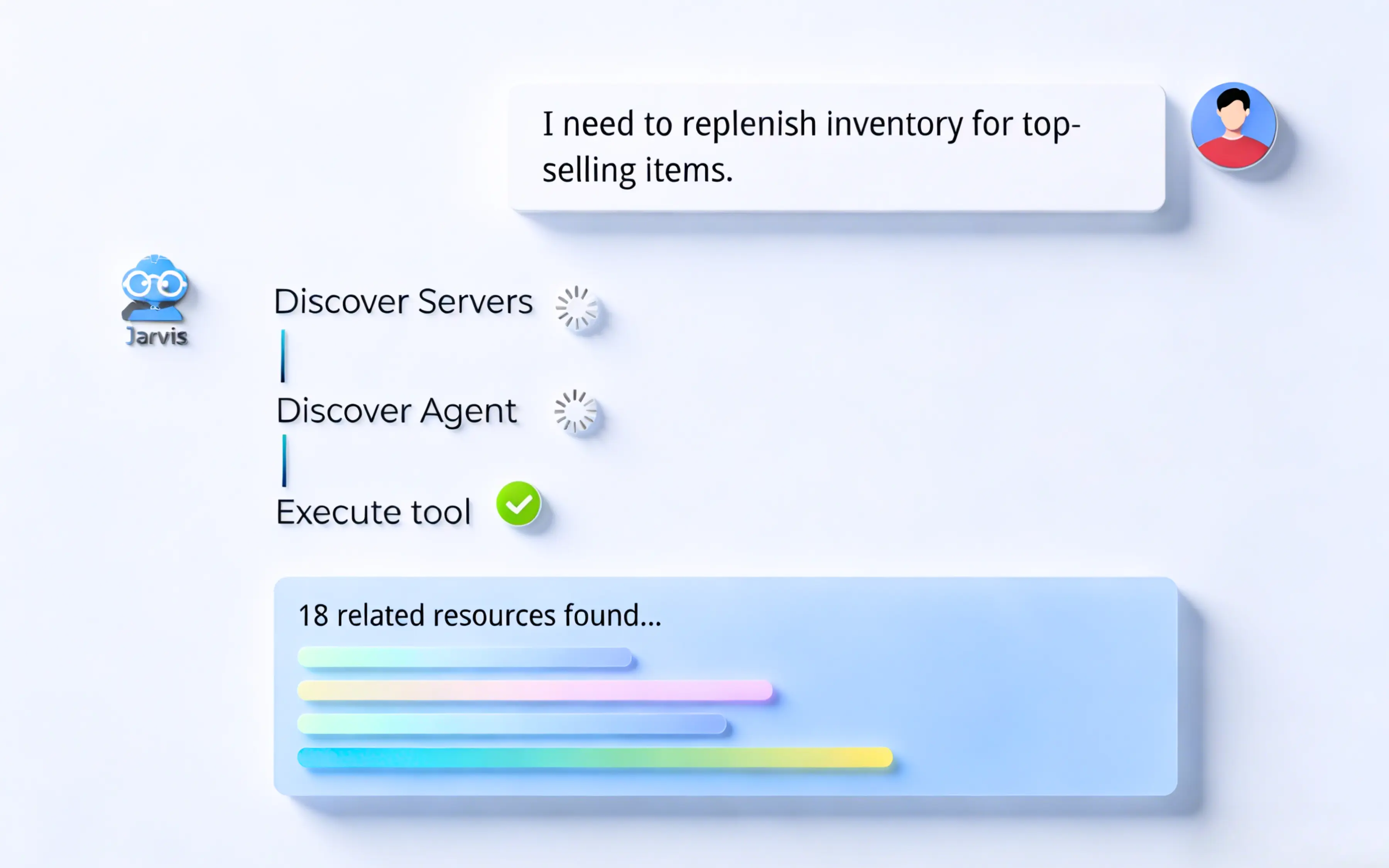 Jarvis Registry enterprise MCP gateway auto-discovery view for approved servers and tools